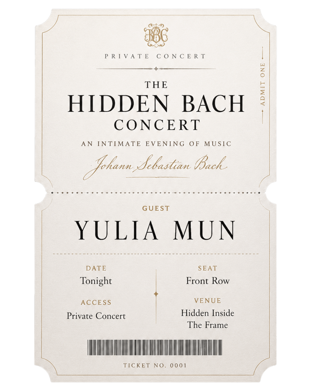 Private concert ticket for Yulia Mun